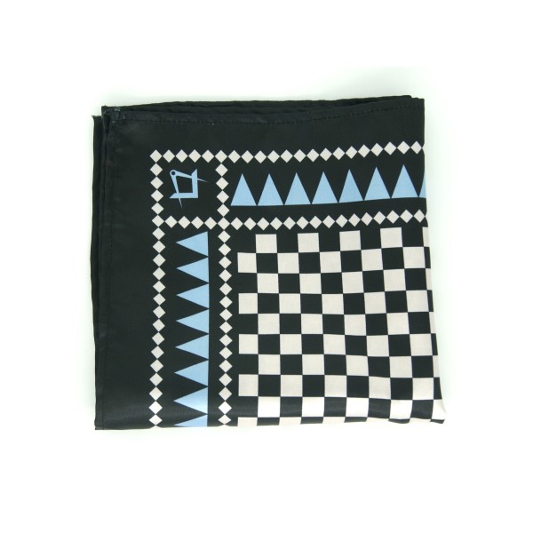 Masonic Pocket Square Handkerchief with Square And Compass Symbol (Light Blue)
