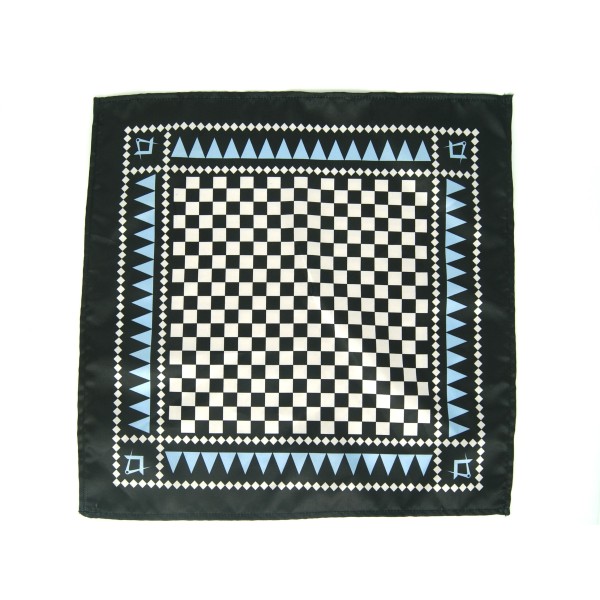 Masonic Pocket Square Handkerchief with Square And Compass Symbol (Light Blue)