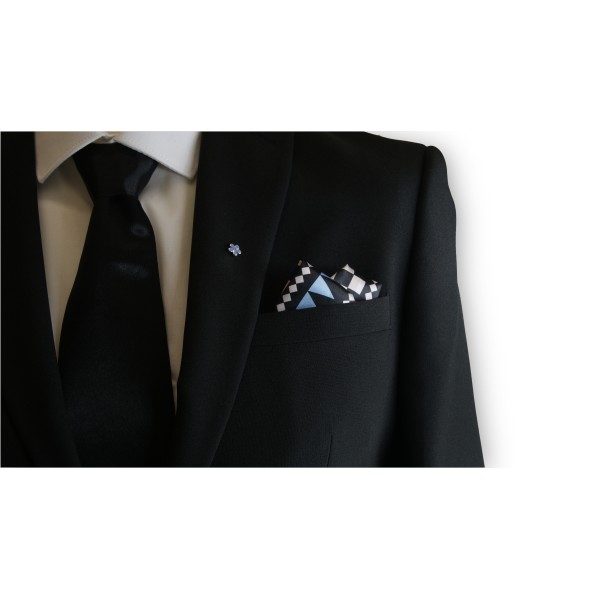 Masonic Pocket Square Handkerchief with Square And Compass Symbol (Light Blue)