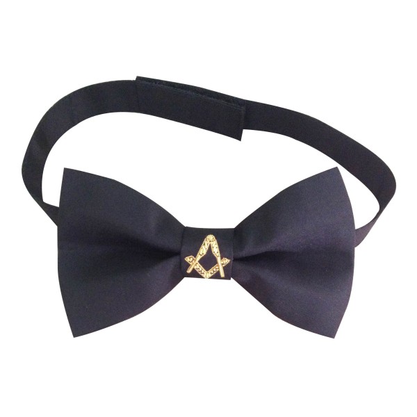 Masonic Bow Tie in silk with hand embroidered S&C in GOLD bullion thread