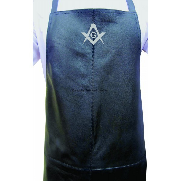 Masonic Real Leather Bib apron in SC&G in Silver
