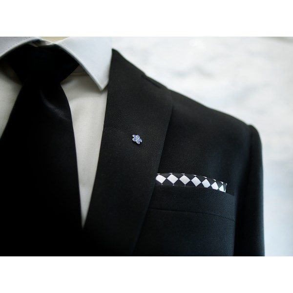 Masonic Black And White SILK Pocket Square Handkerchief