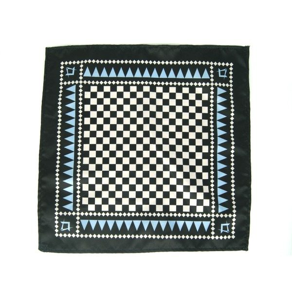Masonic Pocket Square Handkerchief with Square And Compass Symbol (Light Blue)