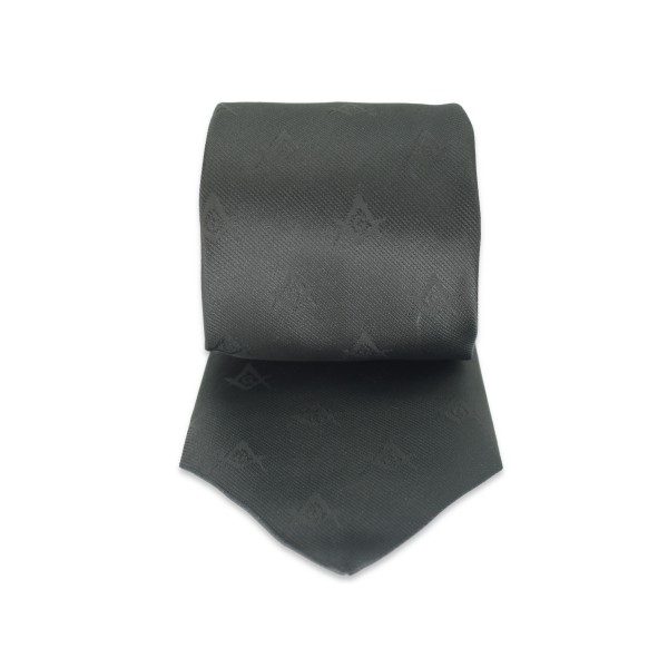 Freemasons Masonic Black Tie with Square And Compasses with G in Discreet Pattern Design