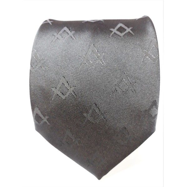 Freemasons Masonic Black Tie in Square And Compasses in Discreet Pattern Design