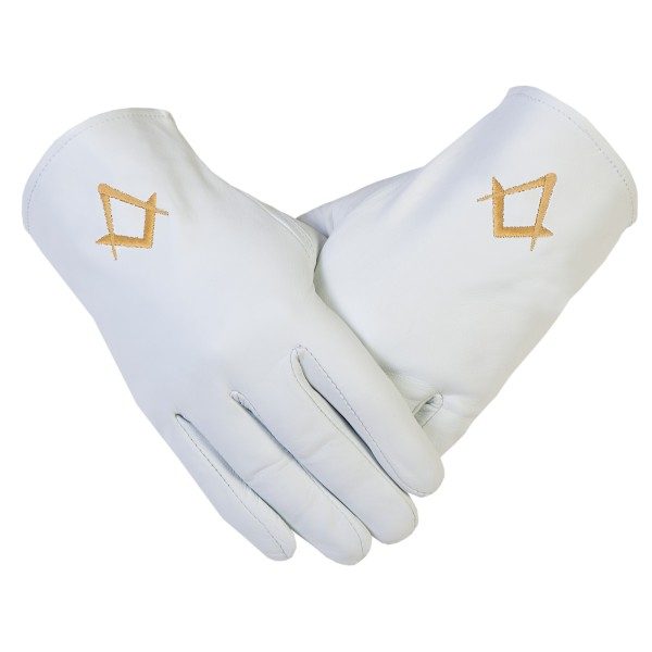Freemasons Masonic Gloves In Real Kid Leather With Gold S&C