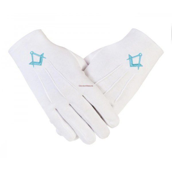 Freemasons Masonic Gloves in Sky Blue Embroidery S&C S-2