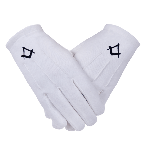 Freemasons Masonic Cotton Gloves with Black Thread S&C