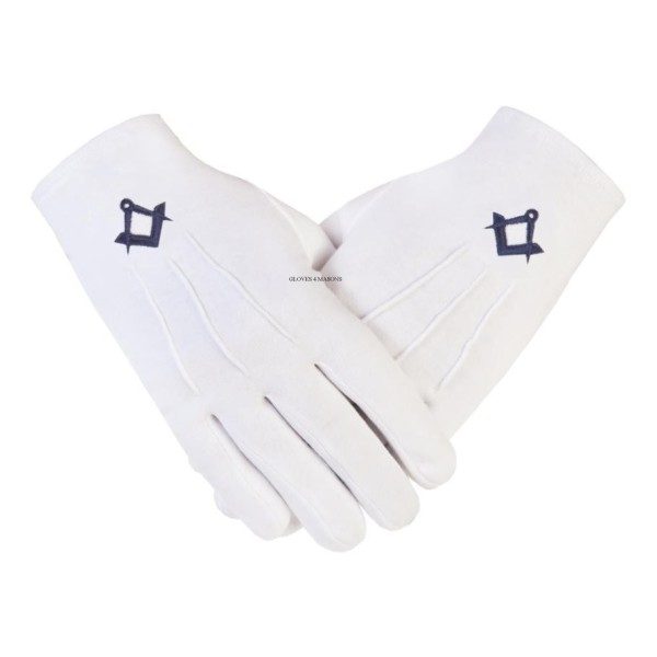 Freemasons Masonic Cotton Gloves with Navy Blue Thread S&C (PCI)