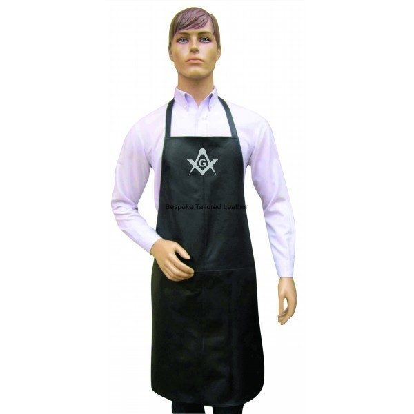Masonic Real Leather Bib apron in SC&G in Silver